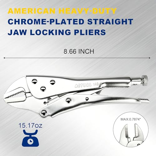 Curved Jaw Locking Pliers 10-Inch, Adjustable Vise Grips with Wire Cutter, Chromium-Vanadium Steel Vice Grips for Clamping, Welding, and Pipe Work - size: 10-Inch