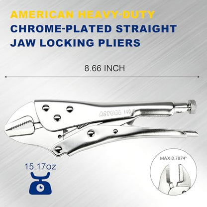 Curved Jaw Locking Pliers 10-Inch, Adjustable Vise Grips with Wire Cutter, Chromium-Vanadium Steel Vice Grips for Clamping, Welding, and Pipe Work - size: 10-Inch