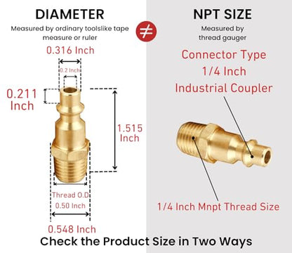 Coupler and Plug Kit, 1/4 Inch NPT, Industrial Type D - size: 7 Piece with sealant