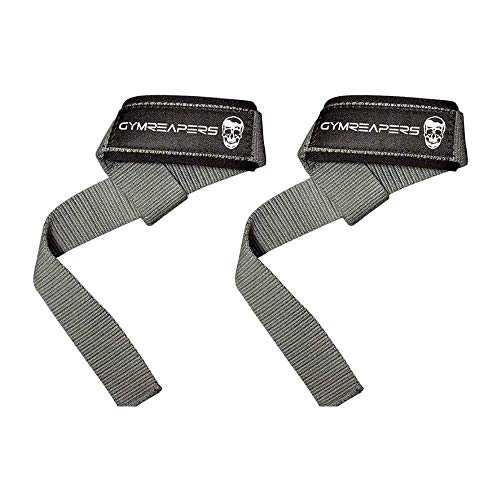 Gymreapers Lifting Wrist Straps for Weightlifting, Bodybuilding, Powerlifting, Strength Training, & Deadlifts - Padded Neoprene with 18" Cotton - color: Gray