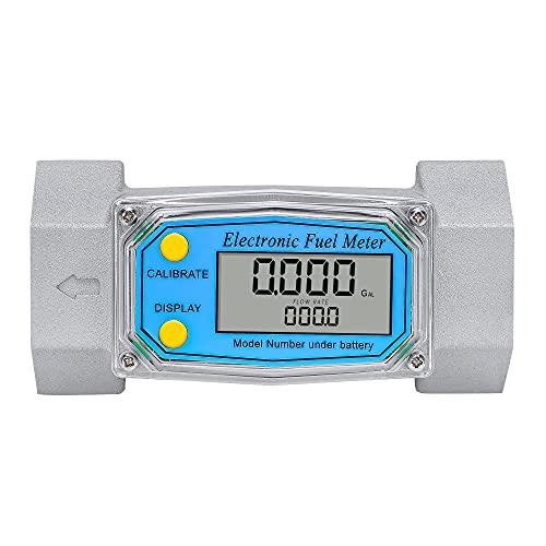 CGOLDENWALL Turbine Flow Meter LCD Digital Display Flowmeter with 1.5" Inlet/Outlet, Gas Oil Fuel Flowmeter for Diesel, Kerosene, Gasoline 10.6-74 GPM (40-280 LPM) - color: 1.5 inch