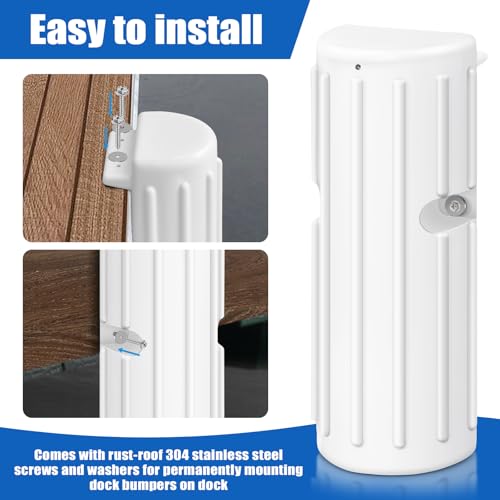 Dock Bumpers, Boat Dock Bumper Fender for Edge & Side, Marine-Grade PVC Fenders Guards for Docking, UV-Resistant, Edge Protection & Dock Guard, Includes 304 Stainless Hardware - 2PACK White - style: 2PACK-WHITE