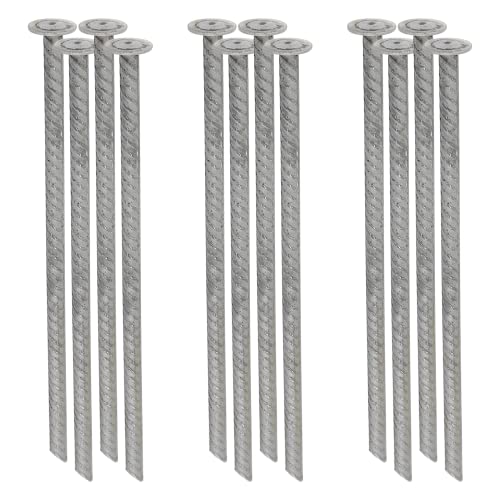 SmartSign Rebar Spikes - Pack of 12, Length 14", Diameter 1/2", Heavy Duty Metal Rebar Stakes for 6ft Parking Curbs/Wheel Stop/Speed Bump, Silver - color: 6. Rebar Spikes-Pack of 12