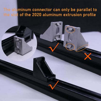 12 Sets 2020 Aluminum Extrusion Connectors,12pcs 2020 Series Corner Brackets,with 24pcs Sliding T Nuts and Screws, for Aluminum Extrusion Profile Slot 6mm - style: 12Set 20x28 Silver Corner Bracket