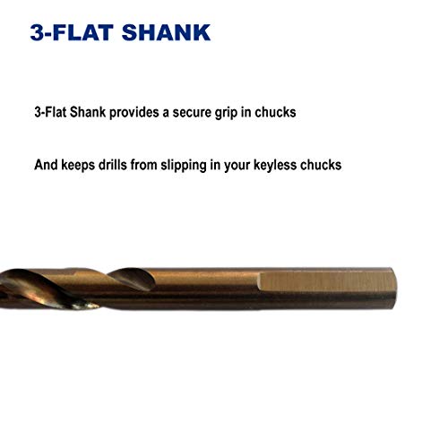 9/32-Inch Cobalt Steel M35 Jobber Length Twist Drill Bits for Hard Metal, Stainless Steel, Pack of 6 - size: 9/32 in