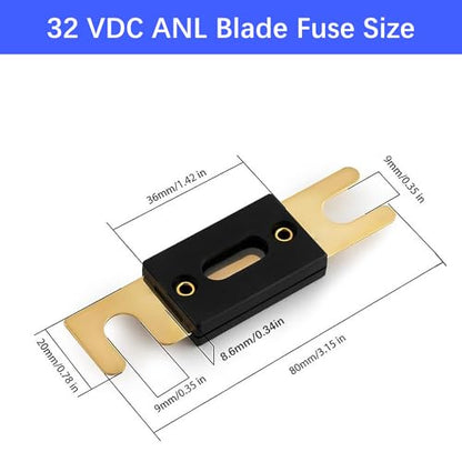 0/2/4 Gauge AWG in Line ANL Fuse Holder with 60 Amp Fuse,Gold-Plated,for Automobiles, Trucks,Ships,Etc - size: 60A