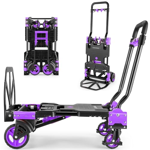 Folding Hand Truck Dolly, 330lb Convertible 4 to 2 Wheel Moving Cart,Purple - size: 330LB Purple