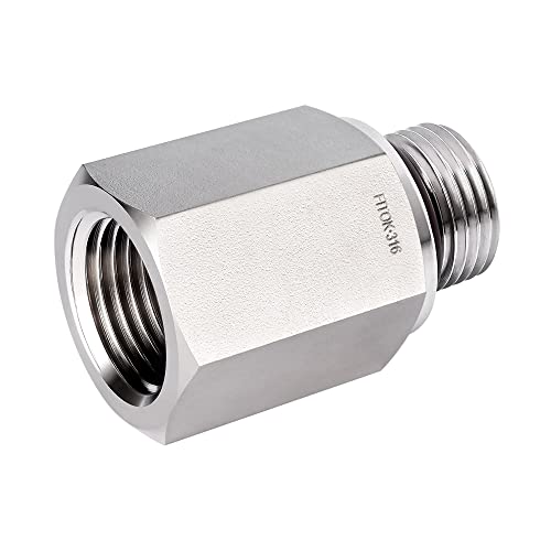 316 Stainless Steel Pipe Fitting Adapter 1'' Female NPT × 1 5/16-12 Male SAE/MS Straight Thread, 2900 psi, SS-PA-NS16-ST21 - size: 1'' FNPT × 1 5/16-12 Male SAE/MS Straight Thread