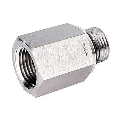 316 Stainless Steel Pipe Fitting Adapter 1'' Female NPT × 1 5/16-12 Male SAE/MS Straight Thread, 2900 psi, SS-PA-NS16-ST21 - size: 1'' FNPT × 1 5/16-12 Male SAE/MS Straight Thread
