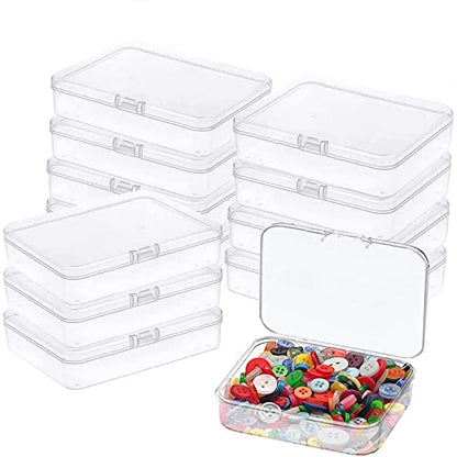 Goiio 12 Pcs Mini Plastic Storage Containers Box with Lid 5x4x1.3 Inches Rectangle Box, for Collecting Small Items, Beads, Game Pieces, Crafts Accessories - size: 12 Pieces 5 x 4 x 1.3 Inches