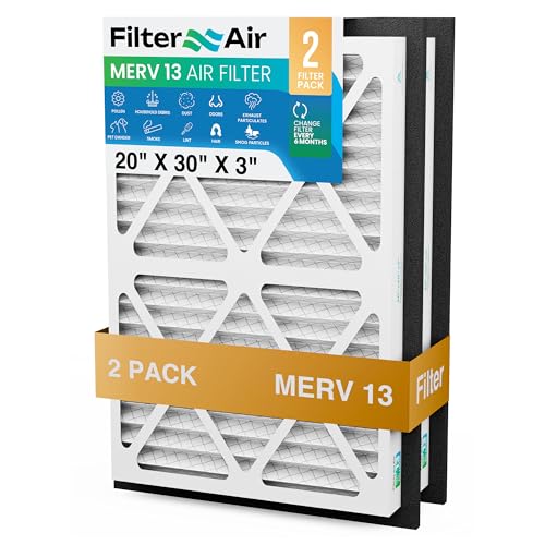Filter X Air-20x30x3 MERV 13 Pleated Air filters with Black Sealing Gasket (2pcs), Replacement-Compatible with Zephyr VGF Series Whole House Return Grille Filter Home Air Filter 20”x30”x3” - size: 20" x 30" x 3"