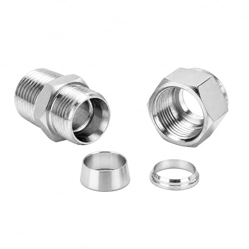 304 Stainless Steel Compression Adapter 1/2" Tube OD x 1/2" NPT Male 2pc - size: 1/2" OD x 1/2" NPT