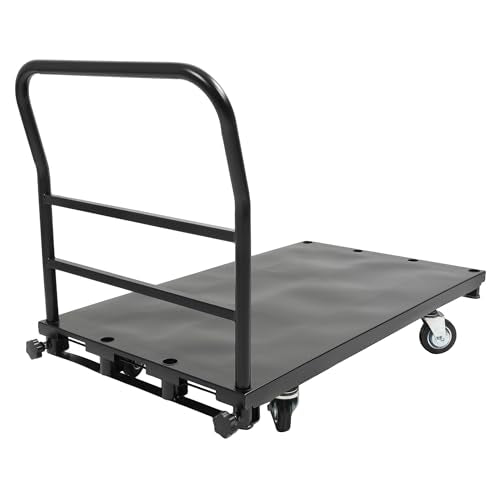 Truck Cart 42x24 inch Platform Lumber Drywall Flat Dolly Cart with - size: Black