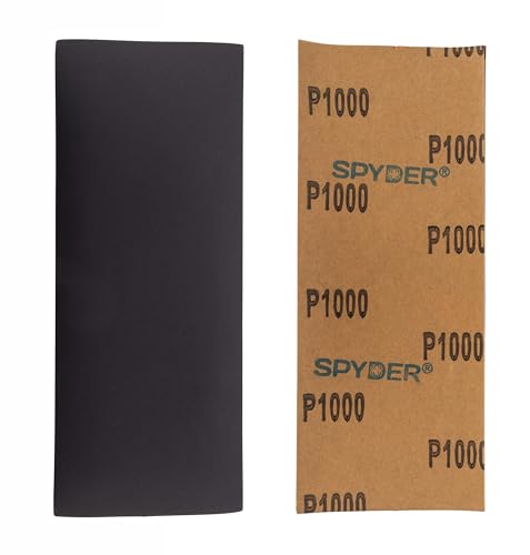 Spyder 10-Sheets Silicon Carbide 1000 Grit Sandpaper, 9 x 3-2/3 Inch, Wet Dry Abrasive for Metal, Plastic, Automotive, Stone, and More (500025) - style: 1000 Grit