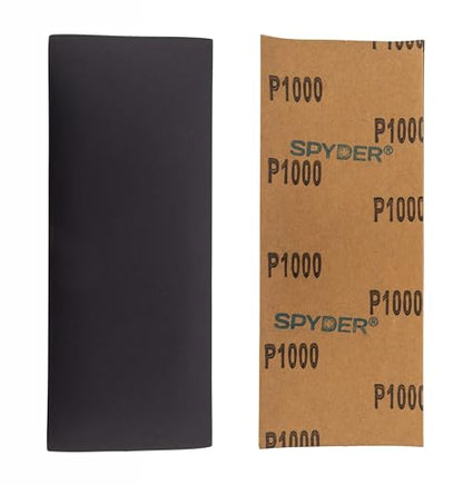 Spyder 10-Sheets Silicon Carbide 1000 Grit Sandpaper, 9 x 3-2/3 Inch, Wet Dry Abrasive for Metal, Plastic, Automotive, Stone, and More (500025) - style: 1000 Grit