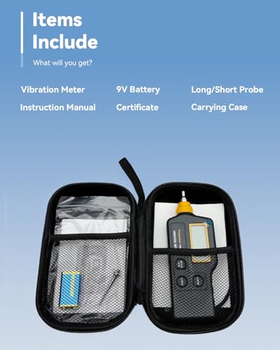 PM63A Vibration Meter Handheld, High-Precision Digital Vibration Tester, 20-Hour Continuous Runtime for Predictive Maintenance & Motor Analysis