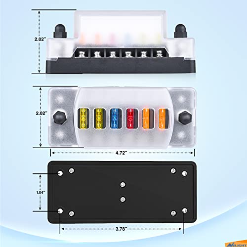 Nilight 6 Way Fuse Block with Negative Bus 12V Blade Fuse Holder ATC/ATO Standard Fuse Box Label Stickers Waterproof Cover Fuse Panel for Automotive Cars Trucks RVs Campers Vans, 2 Years Warranty - color: 6 Way Fuse Block