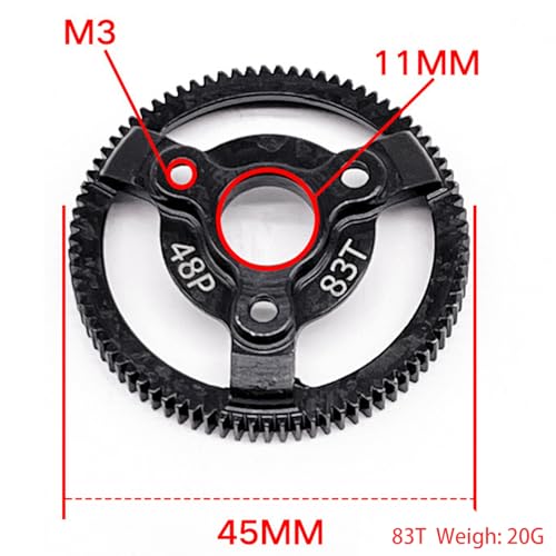 83T 48P Hardened Steel Spur Gear for Traxxas Slash Stampede Rustler 2WD - size: 48P-Spur Gear-83T