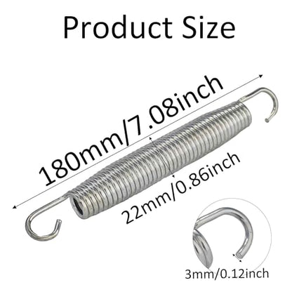 2Pcs Extended Tension Spring Wire Diameter 0.12", OD 0.87", Free Length 7" Steel Compressed Springs Heavy Duty with Dual Hook or Replacement Parts,Machinery Furniture - size: 3*22*180mm