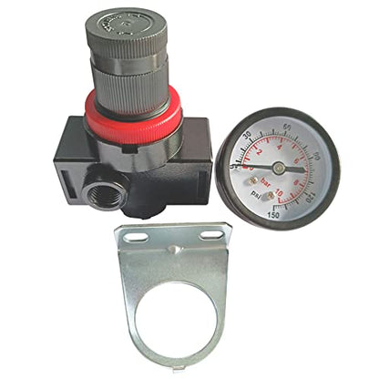 Beduan BR3000 3/8"NPT Air Compressor Regulator Combo,Manual Drain with Bracket,Psi Gauge - size: 3/8"NPT