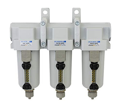 PneumaticPlus SAFU460-N06-MEP Air Particulate (10 µm), Oil Removing (0.1 µm), Coalescing (0.01 µm) Filter Combo, 3/4" NPT, Metal Bowl w/Manual Drain