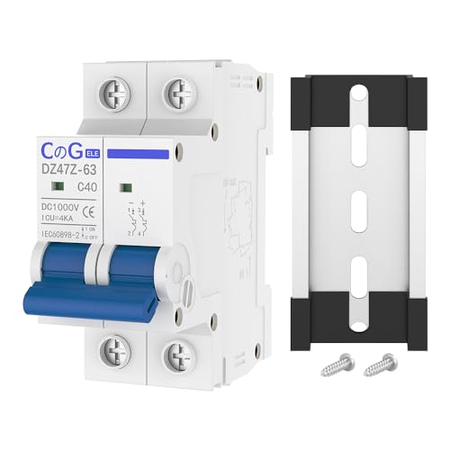 DC Miniature Circuit Breaker, CGELE 2 Pole 40 Amp 1000V DC Disconnect Switch for Solar PV Systems Thermal Magnetic Trip Din Rail Mount - style: 40A