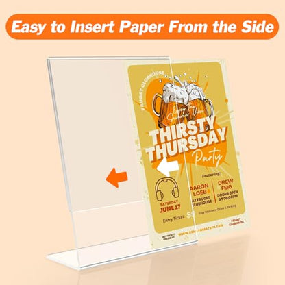 3 Pack Acrylic Sign Holder 8.5x11 Inches, L-Shape Flyer Holder Stand