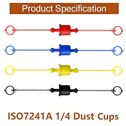 1/4" Hydraulic Fitting Caps and Plugs 8PCS Hydraulic Dust Caps - size: 1/4