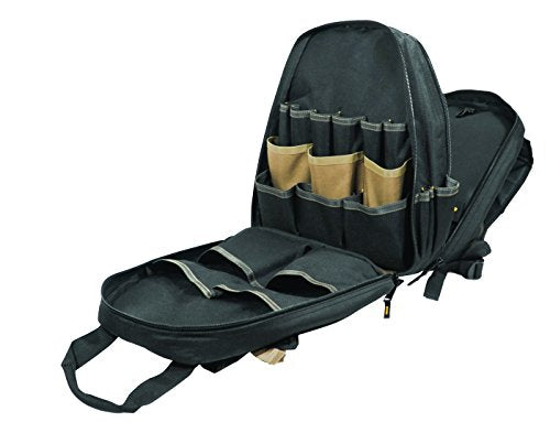 CLC Work Gear 1134 Carpenter's Tool Backpack, 44 Pockets, Padded Back Support, Black - style: 44 Pocket Tool Backpack