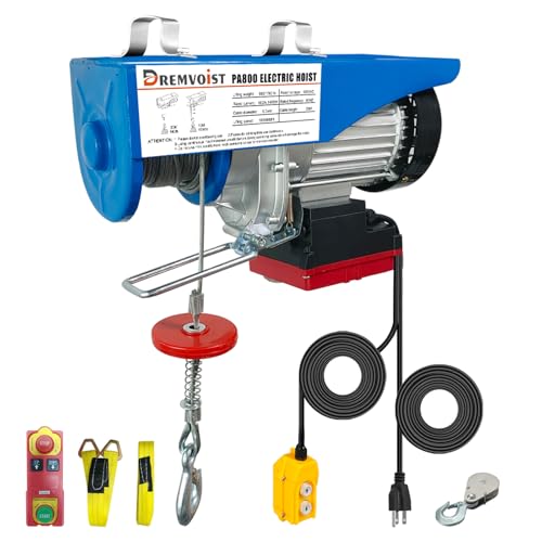 Electric Hoist 110V, 1760 LBS Hoist Winch with Remote Control - color: Blue