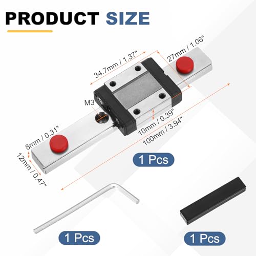 uxcell MGN12C 100mm Linear Sliding Rail Guide with MGN12C Sliding Carriage - size: 100mm