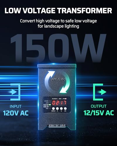 DEWENWILS 150W Low Voltage Transformer with Dusk to Dawn Sensor & Timer - style: 150W-Metal