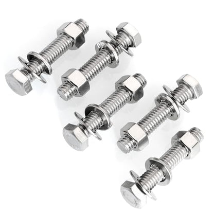 Mywish (6 Sets) 3/8-16x2 Hex Head Nuts and Bolts with Flat & Lock Washers, 304 Stainless Steel 18-8, Fully Threaded, 3/8 Bolts, Hex Bolts Metric Bolt Assortment - size: 3/8-16 x 2 (6 set)