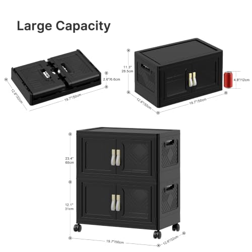 UAMFURI Stackable Storage Bins with Lids, 96QT Extra Large Storage Cabinet - color: Black
