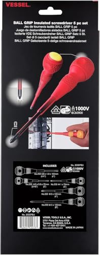 VESSEL BALL GRIP Insulated Screwdriver 5PC. Set