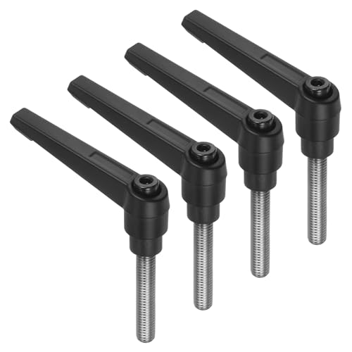 uxcell 4pcs Clamping Lever Handles, M8 x 40mm 304 Stainless Steel Threaded Male Stud, Adjustable Handles Locking Quick Release Ratchet Push Button Bolt Knobs, Black - size: M8 x 40mm