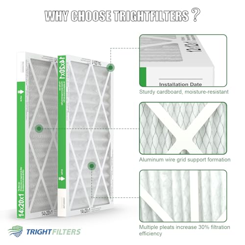 TRIGHTFILTERS 14x20x1 Air Filter 6 Pack, Durable MERV 8 Pleated Home HVAC AC Furnace Filters, Lightweight Compact Air Conditioner Filter Replacement - size: 14x20x1-6pack