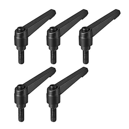 uxcell 5pcs Adjustable Clamping Lever Handle M8 x 16mm Metric Black Oxide Carbon Steel Male Threaded Stud Hand Knobs Ratchet Rotating Screw Handles Bolts with Locking Lever Black - size: M8 x 16mm