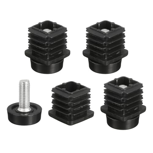 uxcell 4 Set Leveling Feet, 25x25mm Plastic Adjustable Furniture Leg Leveling Rectangle Tube Insert Screw-in Glide Levelers Fit Hole 25mm for Table Chair Furniture, Black - size: 25x25mm