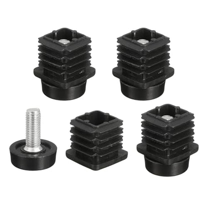 uxcell 4 Set Leveling Feet, 25x25mm Plastic Adjustable Furniture Leg Leveling Rectangle Tube Insert Screw-in Glide Levelers Fit Hole 25mm for Table Chair Furniture, Black - size: 25x25mm