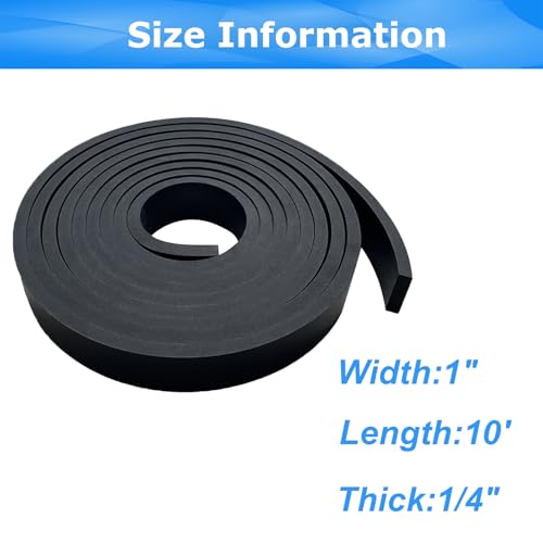 Solid Rubber Sheets,Rolls & Strips 1/4 (.25)" Thick X 1" Wide X 10'Long - size: 1"X10'X1/4", style: No Adhesive