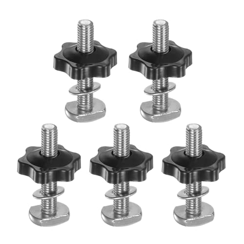HARFINGTON 5Set T Track Bolts Knob Kit M8 x 45mm Threaded Bolts M8 x 32mm Hex Hand Nut Clamping Knob with Washer for Woodworking Jigs and Fixtures, Black - color: Black, size: M8 x 45mm/M8 x 32mm
