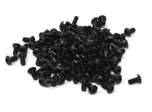 iexcell 100 Pcs M3 x 6mm Thread Pitch 0.5 mm Alloy Steel 12.9 Grade Hex Socket Button Head Cap Screws Bolts Kit, Black Oxide Finish - size: M3 x 6mm
