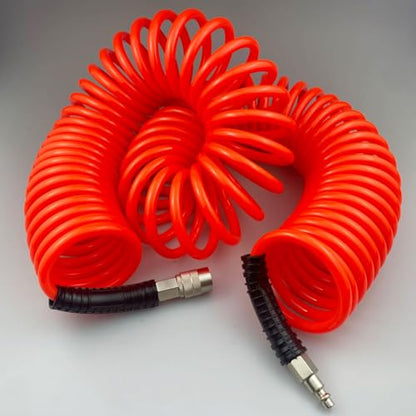 Darnassus PU Recoil Air Hose Compressor Tube with 1/4" Swivel Fittings - color: Red, size: 50 FT