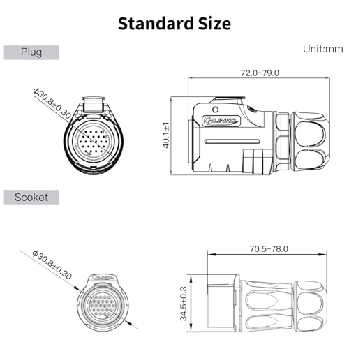 CNLINKO LP-24 24 Pin Circular Connector IP68 Waterproof Mating Plug Set - size: 24-Pin