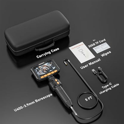 3.9mm Two-Way Articulating Borescope, Endoscope Camera with Light