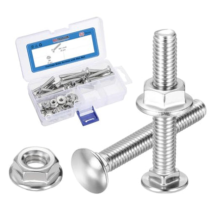 25Set M6-1.0x40 Carriage Bolt with Hex Nut 304SS - color: Silver, size: M6-1.0x40mm