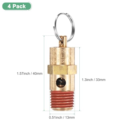 M METERXITY 4-Pack Air Compressor Pressure Release Safety Valve, 1/4" NPT Male 165 PSI Brass Threaded Automatic Air Vent Safety Control Valve - style: 165 PSI