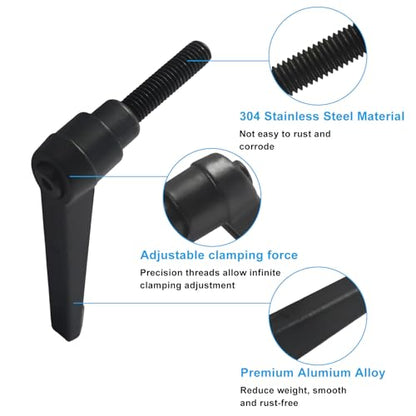 5pcs M8 x 32mm Clamping Lever Handles, 307 Stainless Steel Adjustable Locking Quick Release with Push Button Ratchet Mechanism, Black - size: M8 x 32mm