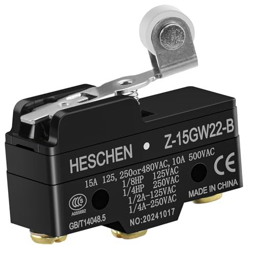 Heschen Micro Switch, Z-15GW22-B, Short Hinge Roller Lever, 3 Screw Terminal, 15A Rated Current